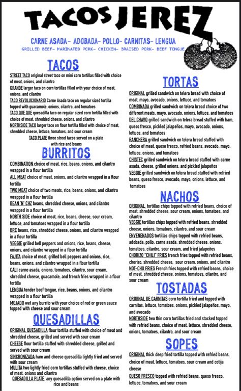 Tacos jerez - Get delivery or takeout from Jerez Tacos Restaurant at 4803 North Pulaski Road in Chicago. Order online and track your order live. No delivery fee on your first order! 